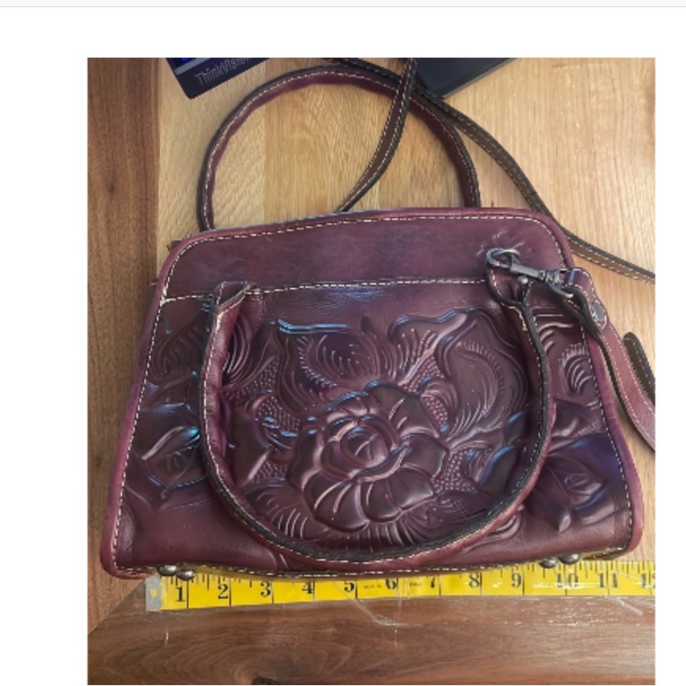 Beautiful tooled leather mini satchel/crossbody